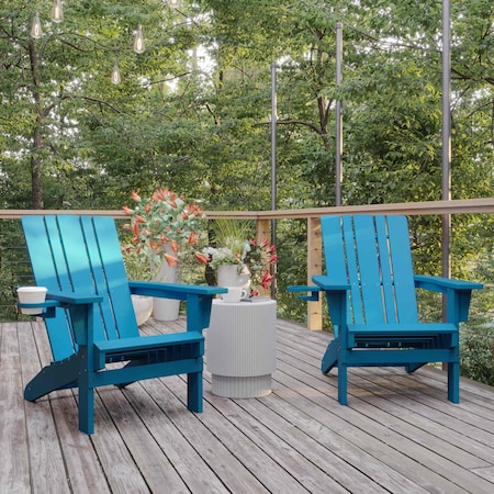 Flash Furniture Blue Adirondack Patio Chairs with Cupholder, 2PK 2-LE-HMP-1045-10-BL-GG
